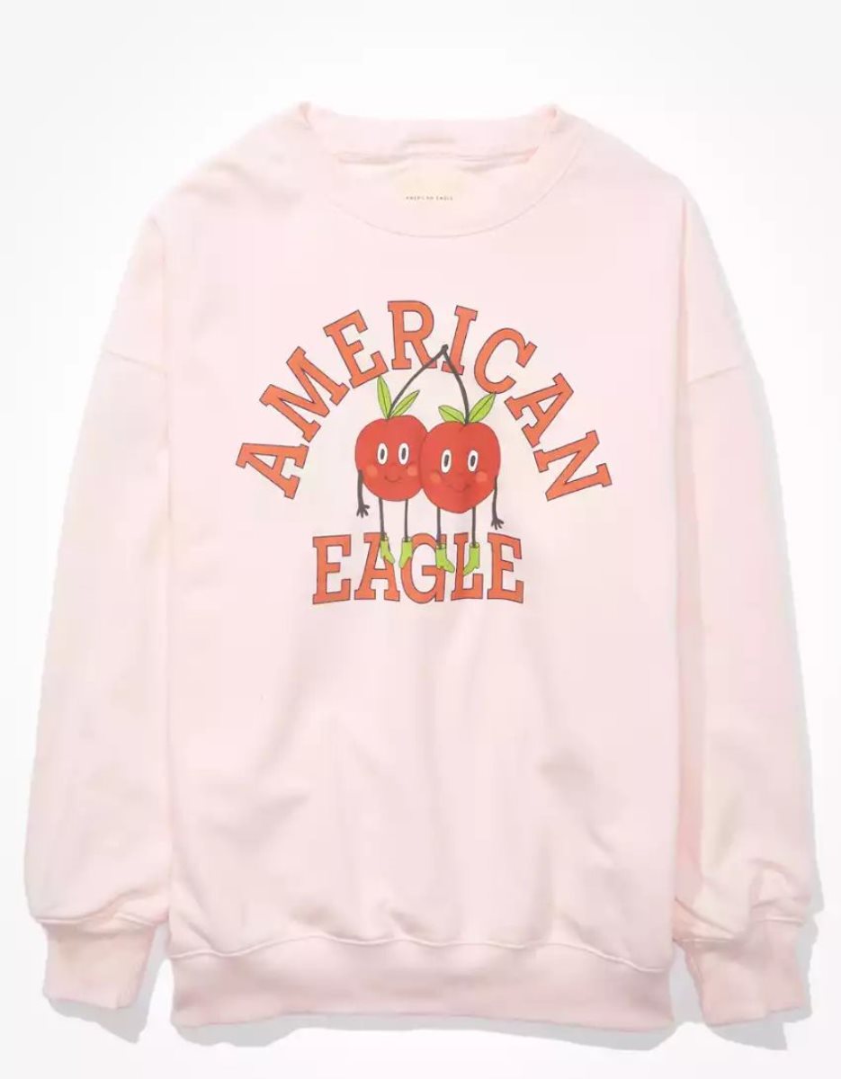 T Shirt Graphique American Eagle AE Oversized Rose Clair Femme | XIC-84175178